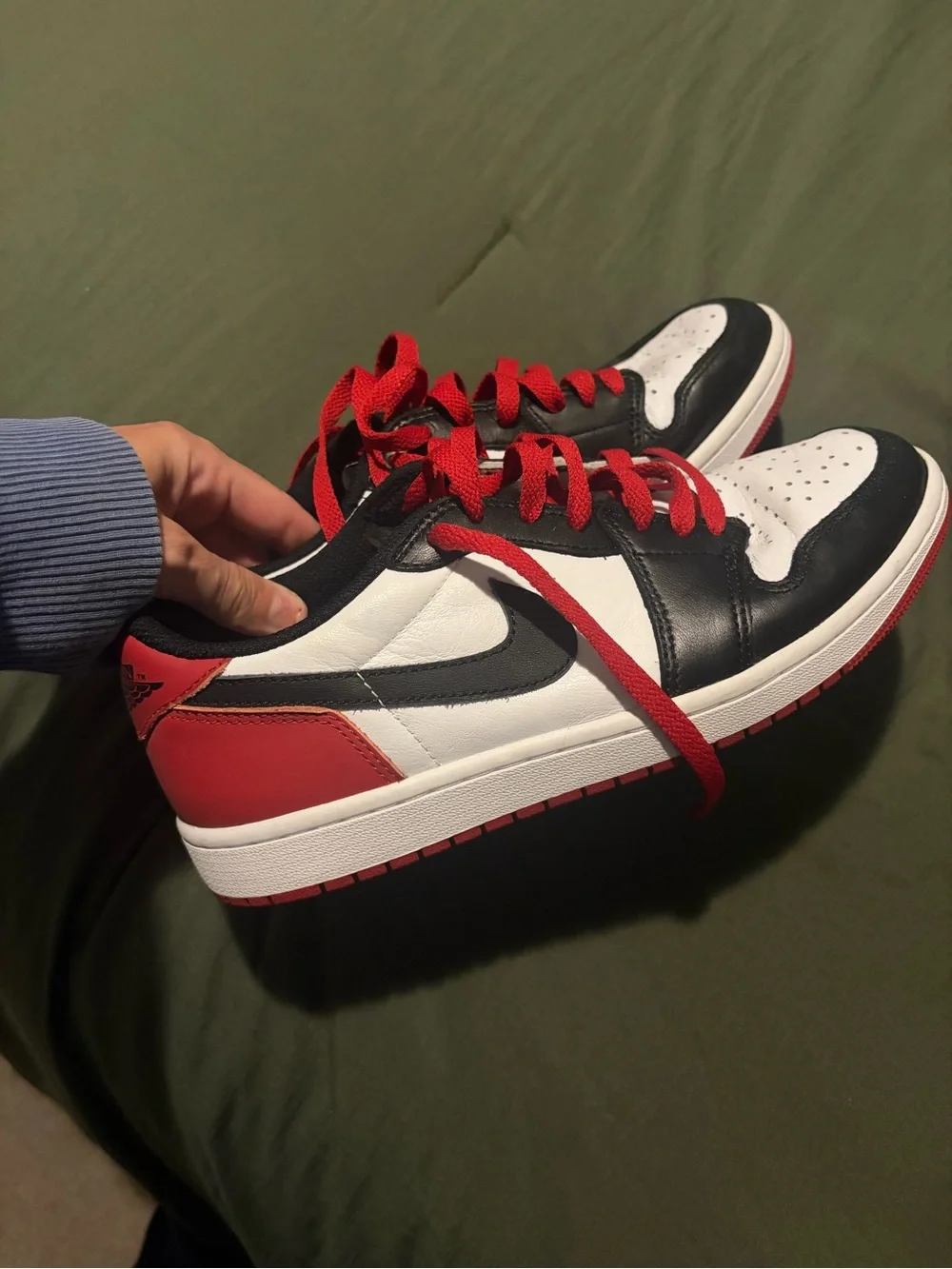Men’s Jordan Black White Sneakers with Red Laces